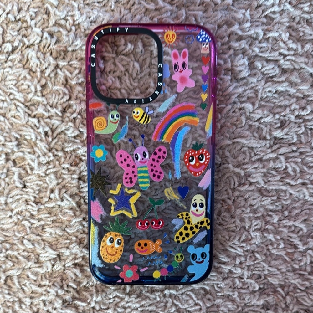 Casetify iPhone 15 Pro Good Vibes Only Blue and Pink Phone Case